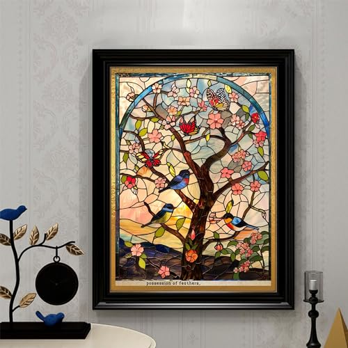 Diamond Painting Kits for Adults - Colorful Tulip with Glass Art - DIY Round Full Drill 5D Diamond Art for Home Wall Decor N21162