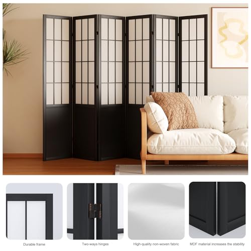 Japanese Shoji Style Folding Room Divider, 4 Panels, Black G5567