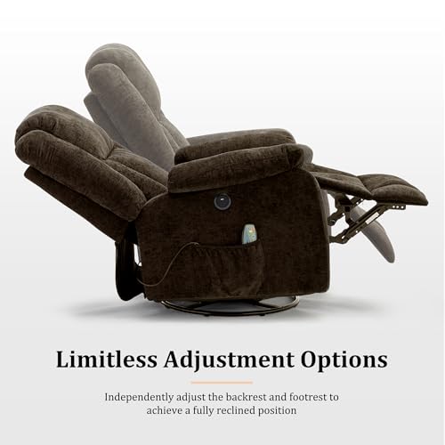 Swivel Glider Recliner Chair with Massage and Heating U99902