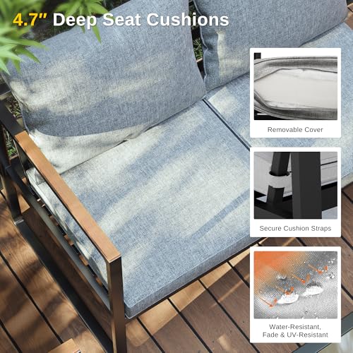 4-Piece Outdoor Patio Furniture Set with Sofa and Tempered Glass Table B6490