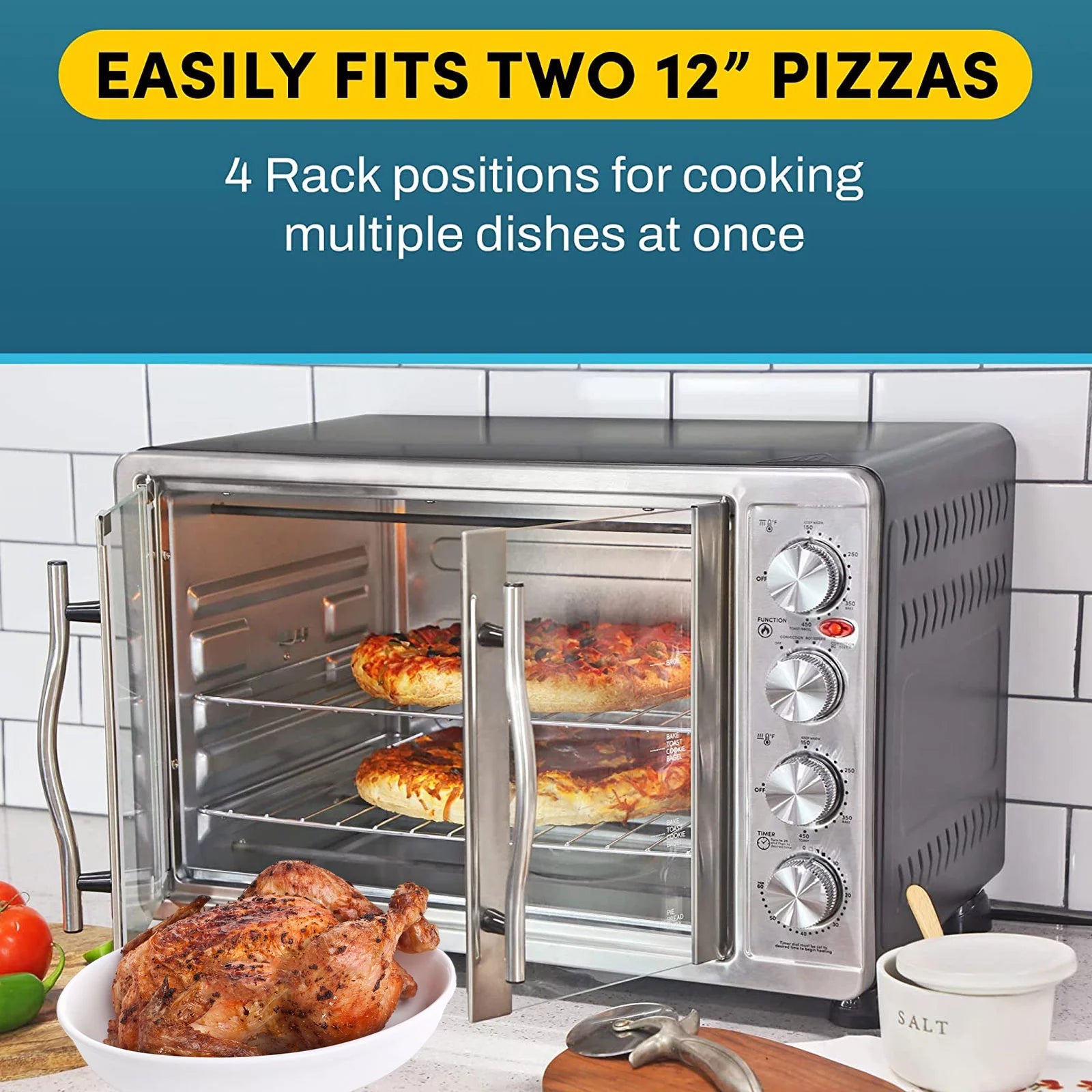Countertop Convection Oven with 4 Control Knobs, Stainless Steel O144