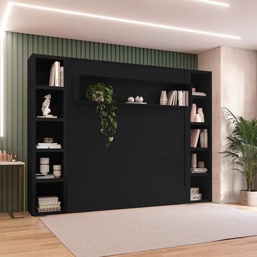 Queen Murphy Wall Bed with Two Bookshelves Z468