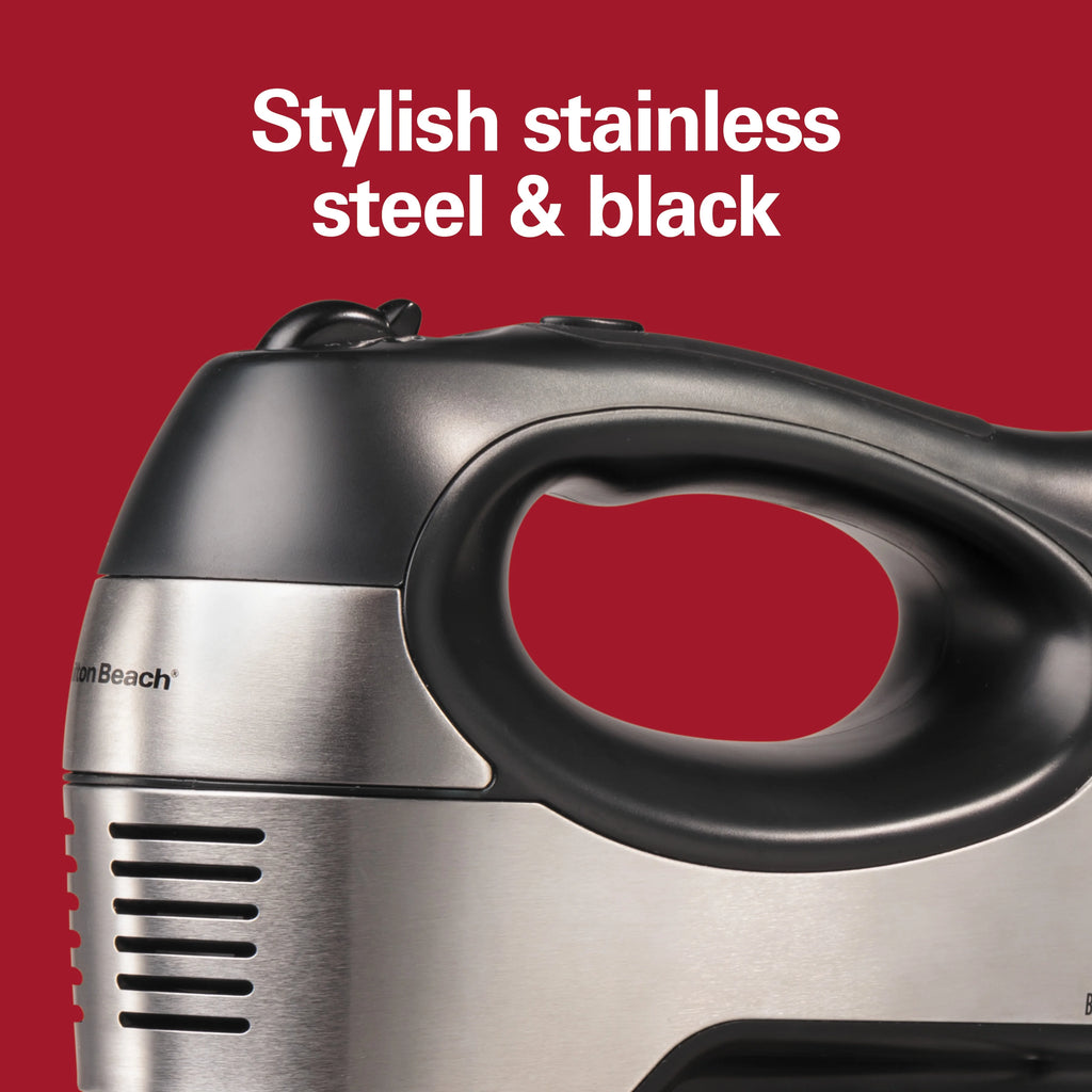 6 Speed Hand Mixer with Case and 5 Attachments, Stainless Steel F65078