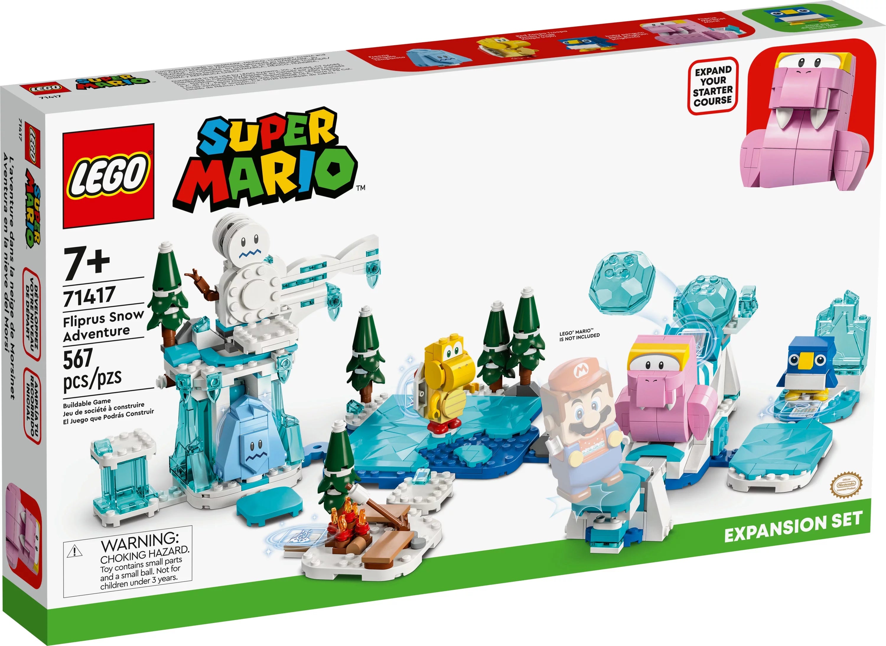 Super Mario Fliprus Snow Adventure Expansion Set 71417, Toy for Kids with Freezie and Baby Penguin Figures R2380
