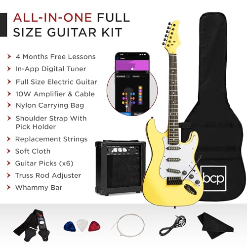 39in Full Size Beginner Electric Guitar Starter Kit with Case and Amp E13920