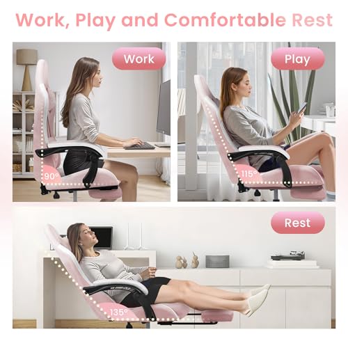 Gaming Chair with Footrest Lumbar Support High Back Recliner Ergonomic Leather L124
