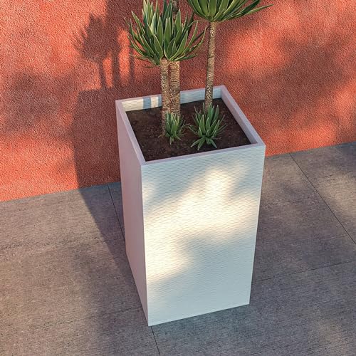 Mid-Century Modern Tall Square Planter Pot for Indoor and Outdoor G6959
