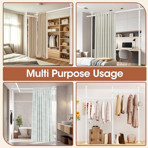 Room Divider Curtain Rod, No Drilling, Adjustable 4-10ft Height, Black N802525