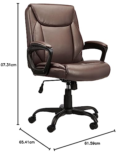 Mid-Back Height Adjustable Office Desk Chair with Armrest, Black R860779