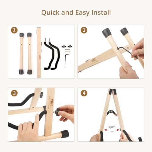 Wood Guitar Stand Foldable for Acoustic Electric Bass V5101