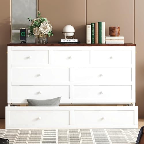 Queen Size Murphy Bed with Charging Station and Storage Drawers L553990