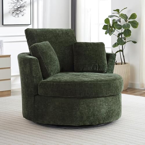 Round Swivel Barrel Chair with Ottoman for Living Room Bedroom G375183