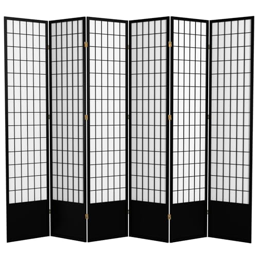 7 ft. Tall Window Pane Shoji Screen Room Divider, 3 Panels, White S15216