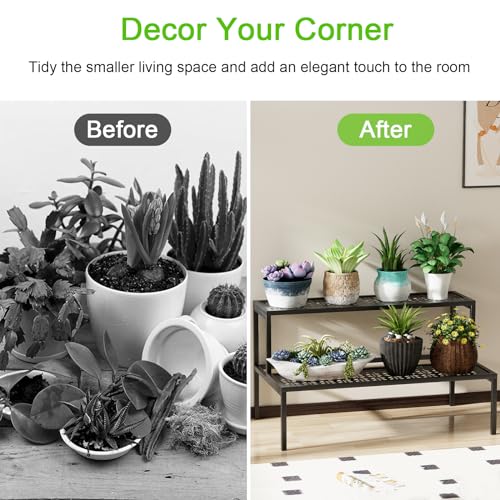 3 Tier Plant Stand Semi-Circular Flower Pot Organizer Rack for Indoor Outdoor I2592