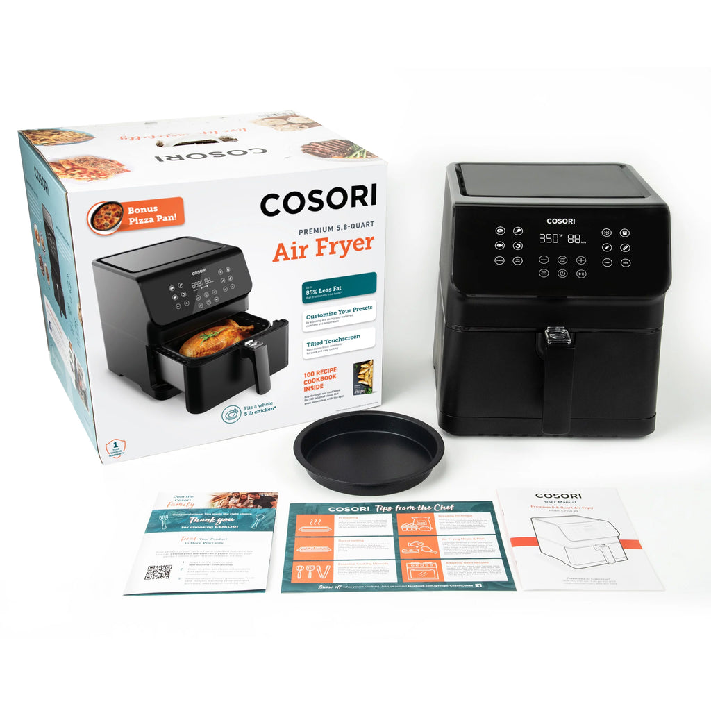 Air Fryer 5.8 QT, 12-in-1 Oven with Preheat and Keep Warm, Black F2438