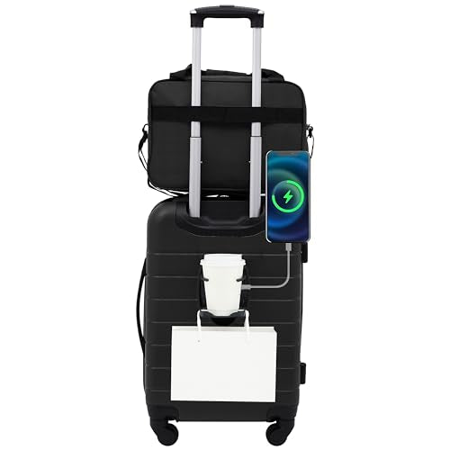Smart Luggage Set with Cup Holder and USB Port, 20-Inch Carry-On D90568