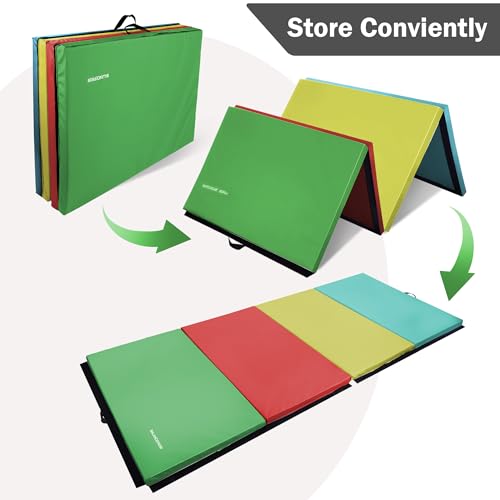 Folding Exercise Gymnastics Mat, 4x8x2 Inch, with Carrying Handles P466