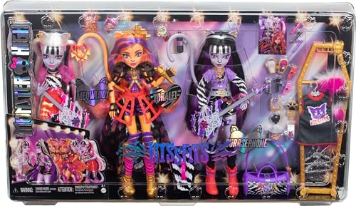 Monster High Dolls Three-Pack with Toralei Stripe, Meowlody and Purrsephone G6242