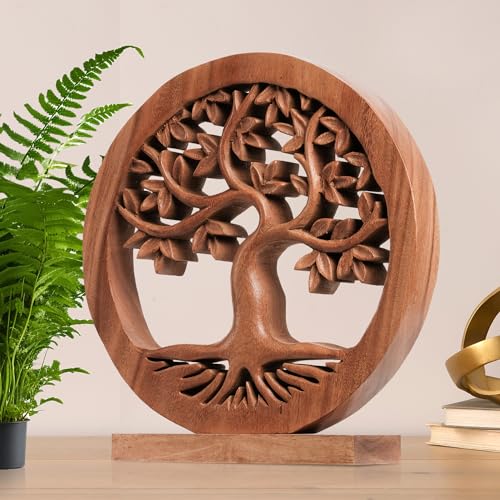 Handcrafted Solid Wood Tree of Life Sculpture for Home Decor G53072