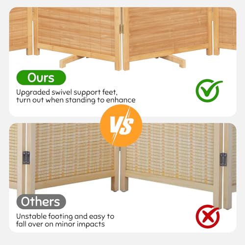 Bamboo Room Divider Folding Privacy Screen, 4 Panel, Beige N84000