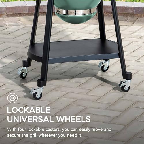 Charcoal Kamado Grill with Pizza Stone and Wheels Y970299