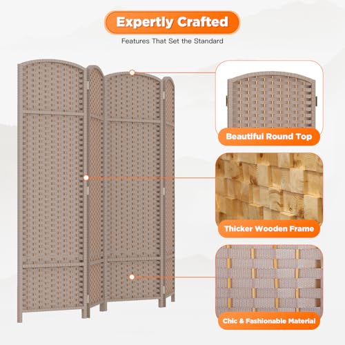 4 Panel Room Divider Screen 5.6 Ft Tall Folding Privacy Partition H959002