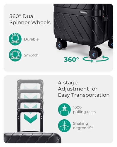 Carry On Luggage 22x14x9 with TSA Lock, Hardside Spinner Suitcase 20 Inch J7440
