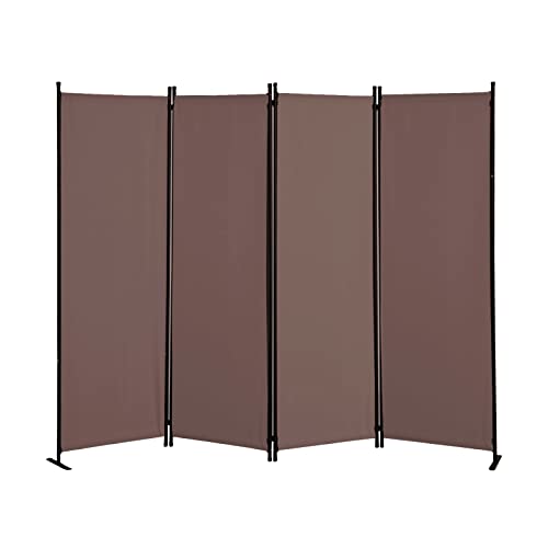 4 Panel Folding Room Divider Privacy Screen with Steel Frame F2996