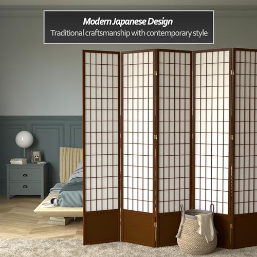 7 ft. Tall Window Pane Shoji Screen Room Divider, 3 Panels, White S15216