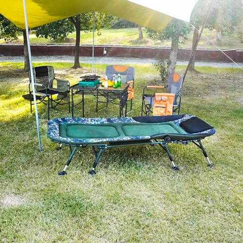 Camping Cot for Adults with Carry Bag, Heavy Duty Folding Bed with Padded Cushion D77188