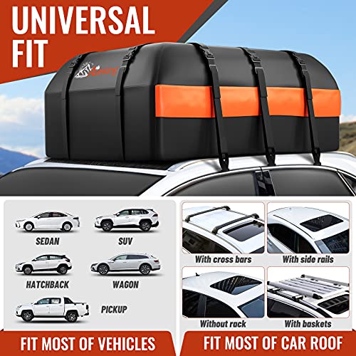 Car Rooftop Cargo Carrier - 21 Cubic Feet, Waterproof Heavy Duty Roof Bag with Anti-Slip Mat V160