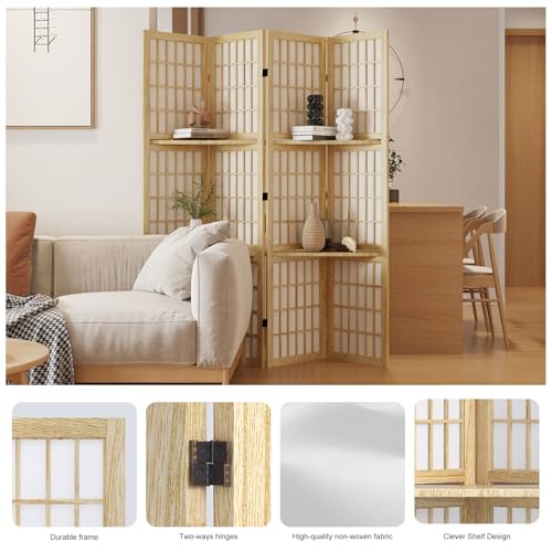 Japanese Shoji Style Folding Room Divider, 4 Panels, Black G5567