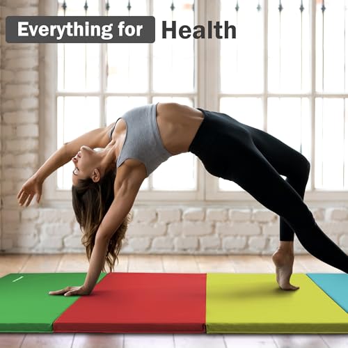 Folding Exercise Gymnastics Mat, 4x8x2 Inch, with Carrying Handles P466
