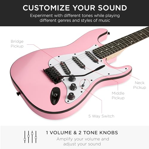 39in Full Size Beginner Electric Guitar Starter Kit with Case and Amp E13920