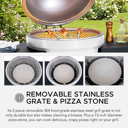 Charcoal Kamado Grill with Pizza Stone and Wheels Y970299