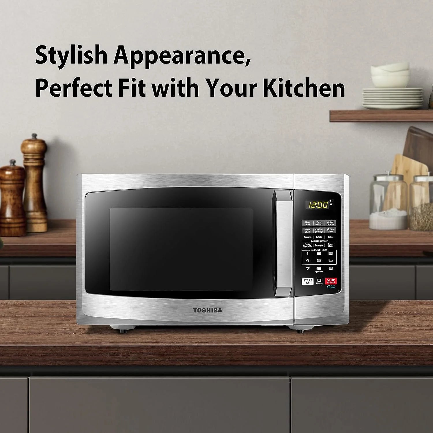 Microwave Oven 0.9 cu. ft with Eco Mode and LED Lighting, Stainless Steel M916