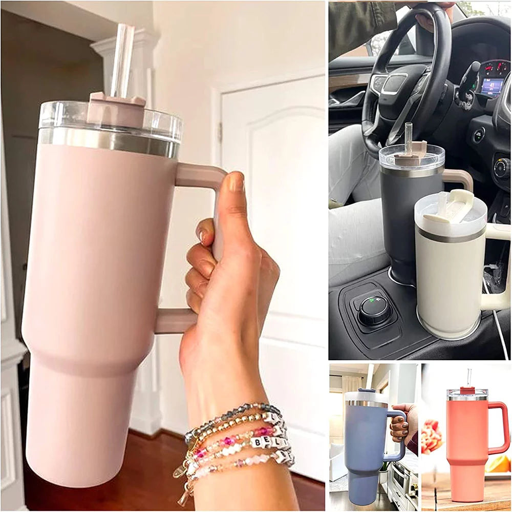 40 oz Stainless Steel Insulated Travel Tumbler with Straw J8233