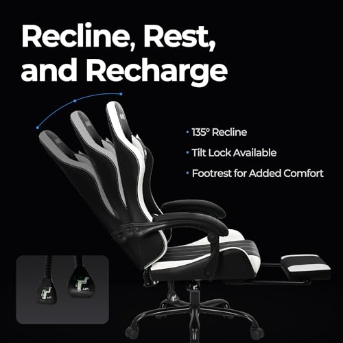 Ergonomic High Back Gaming Chair with Footrest PU Leather M911186