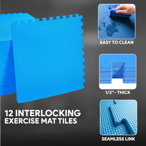 Puzzle Exercise Mat with EVA Foam Interlocking Tiles for MMA, Gymnastics and Home Gym H787