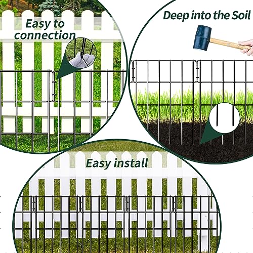 Animal Barrier Fence, No Dig Garden Decorative Fence, Rustproof Metal, 27ft x 17in A77631