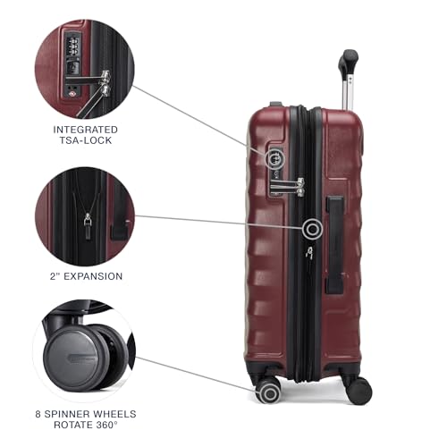 Hardside Expandable Carry-On Luggage with 8 Spinner Wheels and TSA Lock Q7052
