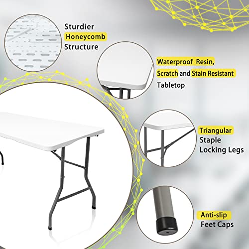 Folding Table 5 FT Plastic Portable for Dining Picnic Camping E74421