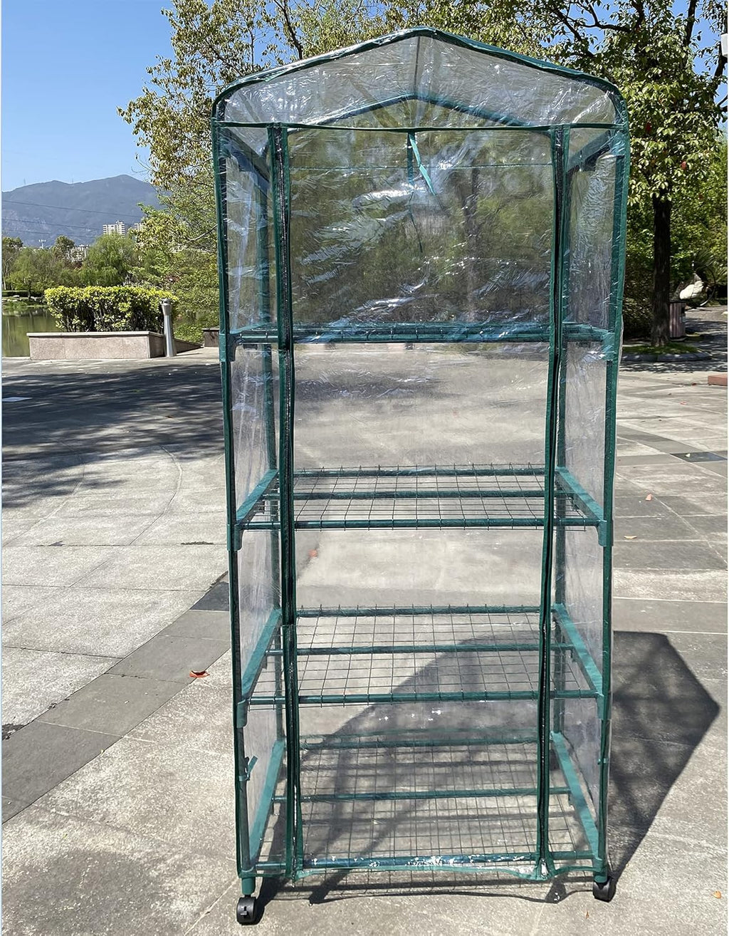 Mini Greenhouse 4 Tier with Wheels for Indoor Outdoor Plants P735565