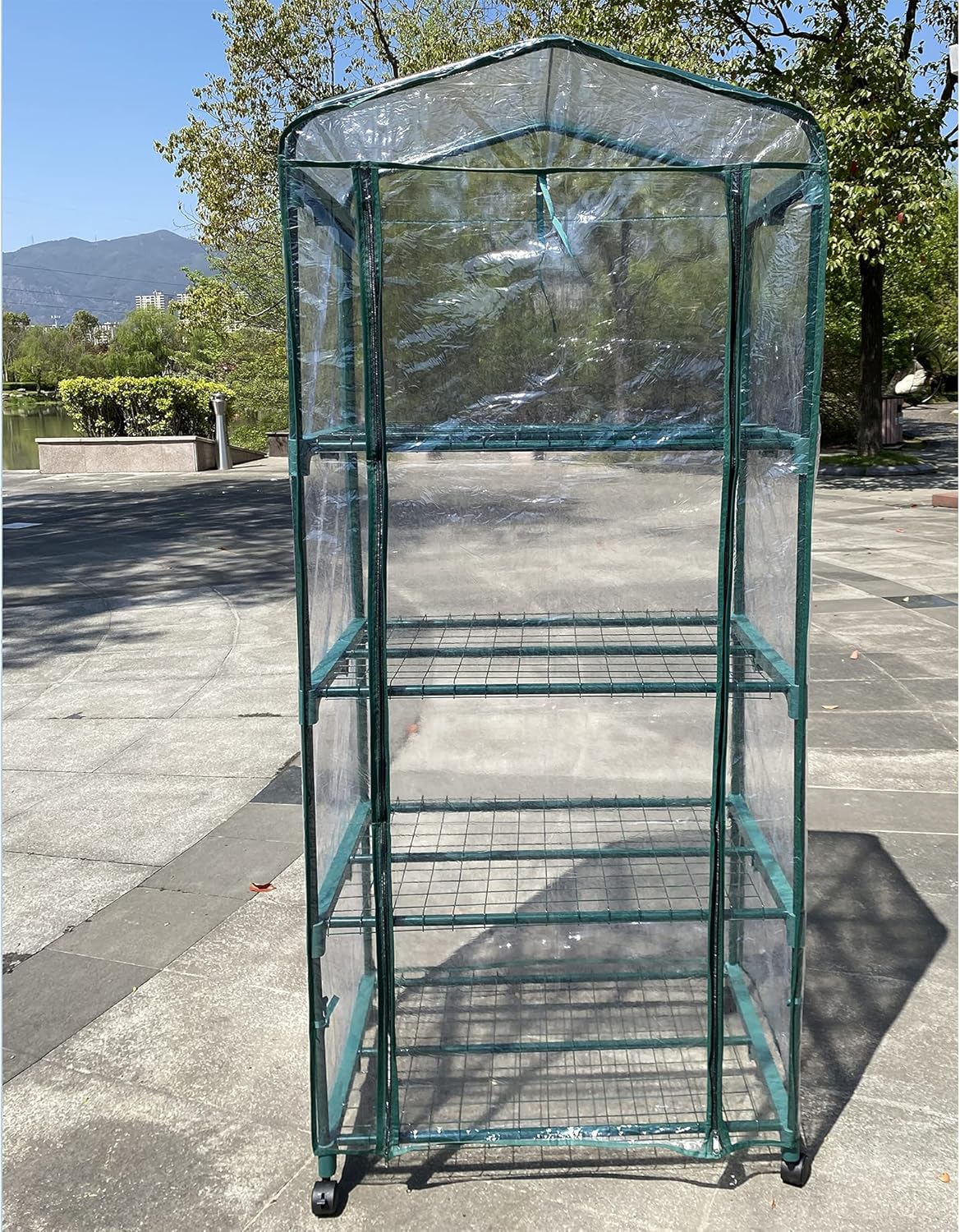 Mini Greenhouse 4 Tier with Wheels for Indoor Outdoor Plants P735565