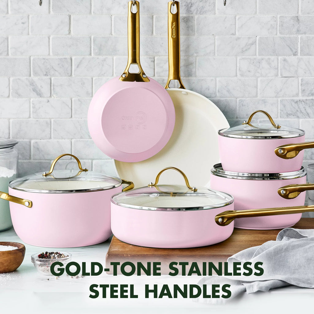 Healthy Ceramic Nonstick 10 Piece Cookware Set, Blush Pink J128528