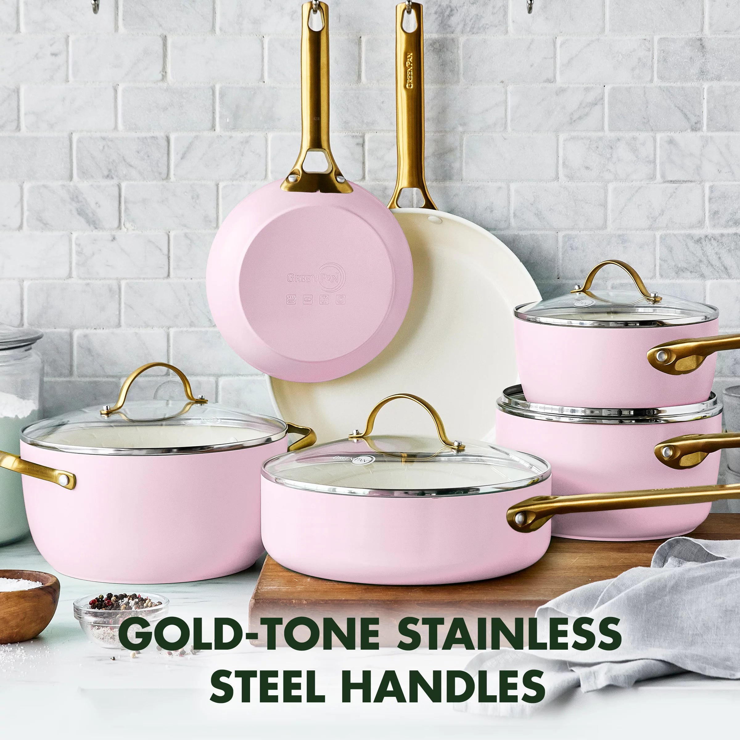Healthy Ceramic Nonstick 10 Piece Cookware Set, Blush Pink J128528