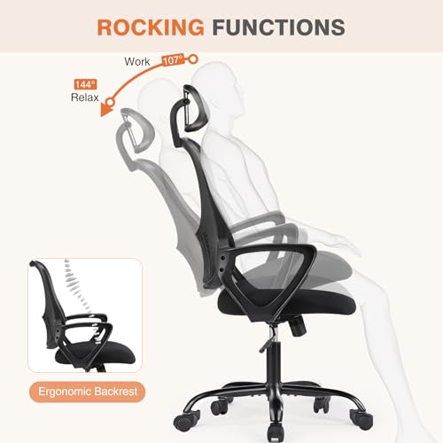 Ergonomic High-Back Mesh Rolling Desk Chair with Adjustable Headrest, Pink S9181