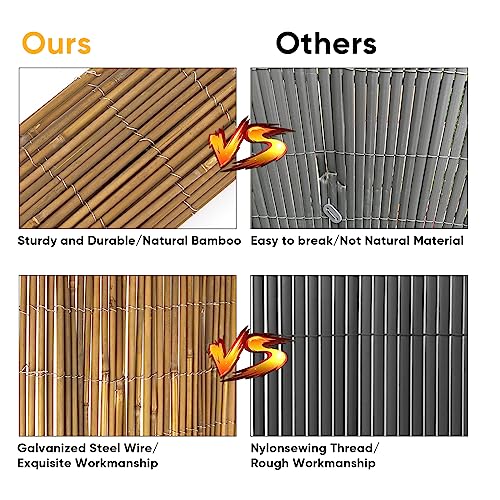 Natural Bamboo Fence Roll 6ft x 8ft, Outdoor Privacy Screen for Garden Q294