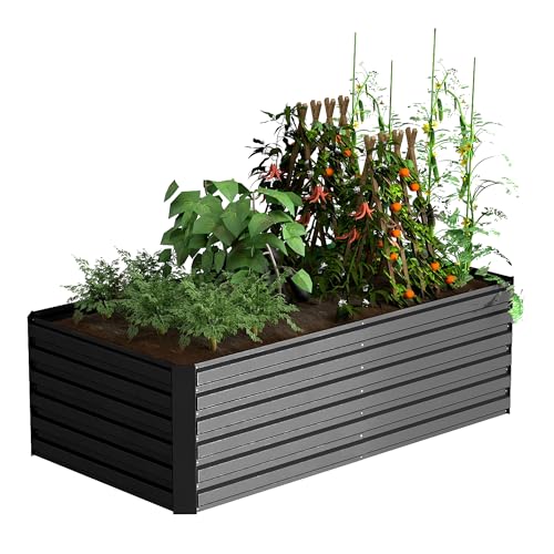 Galvanized Raised Garden Bed 8x4x2ft, Large Metal Planter Box for Outdoor Vegetables, Flowers & Herbs D2106