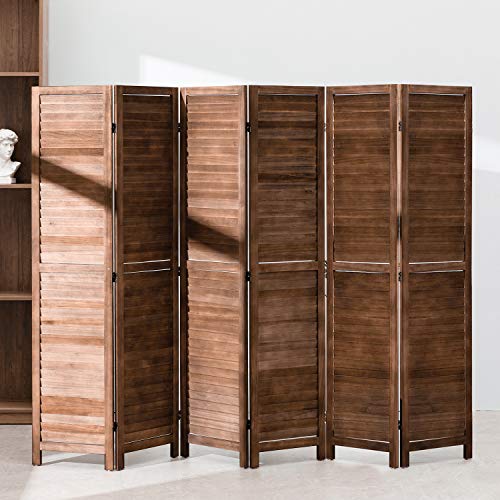 6 Panel Wood Room Divider Privacy Screen Freestanding White U13428